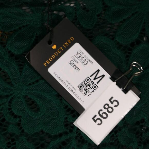 NEW Miss MNY Dress Juniors M Womens Small Green Lace Boat Neck Sheer Sleeve Boho - Picture 7 of 7